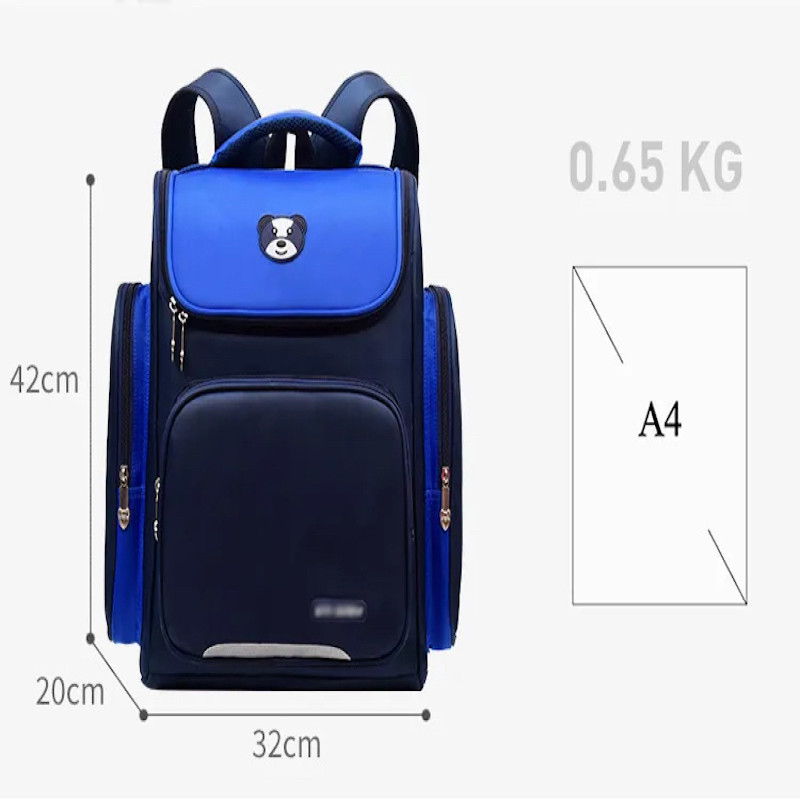 Waterproof 6 Wheel Trolley Backpack Adjustable Handle School Bag Blue